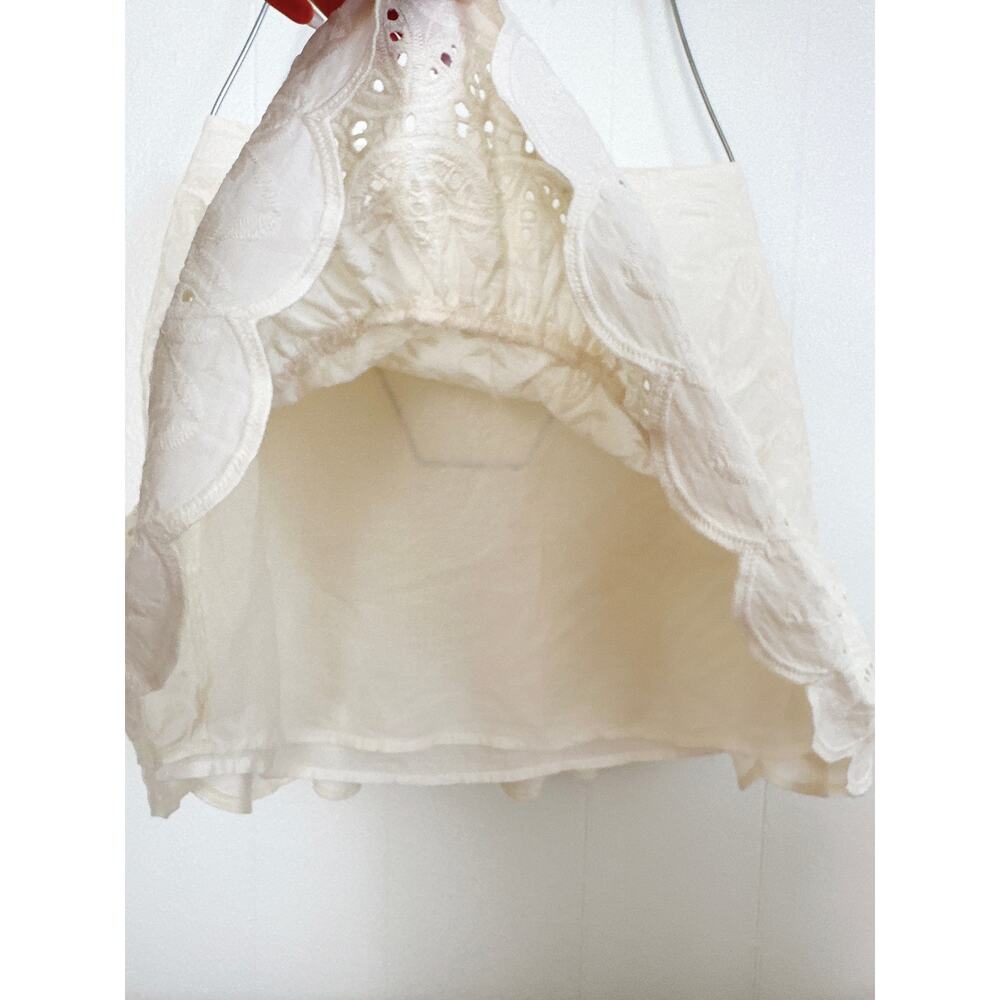 Express 100% Cotton Ivory Eyelet Ruffle Mini Skirt Coquette Lace Tiered Size 4 - Picture 7 of 8